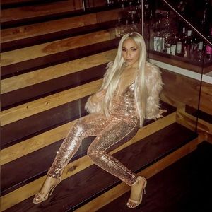 Rose gold sequin jumpsuit